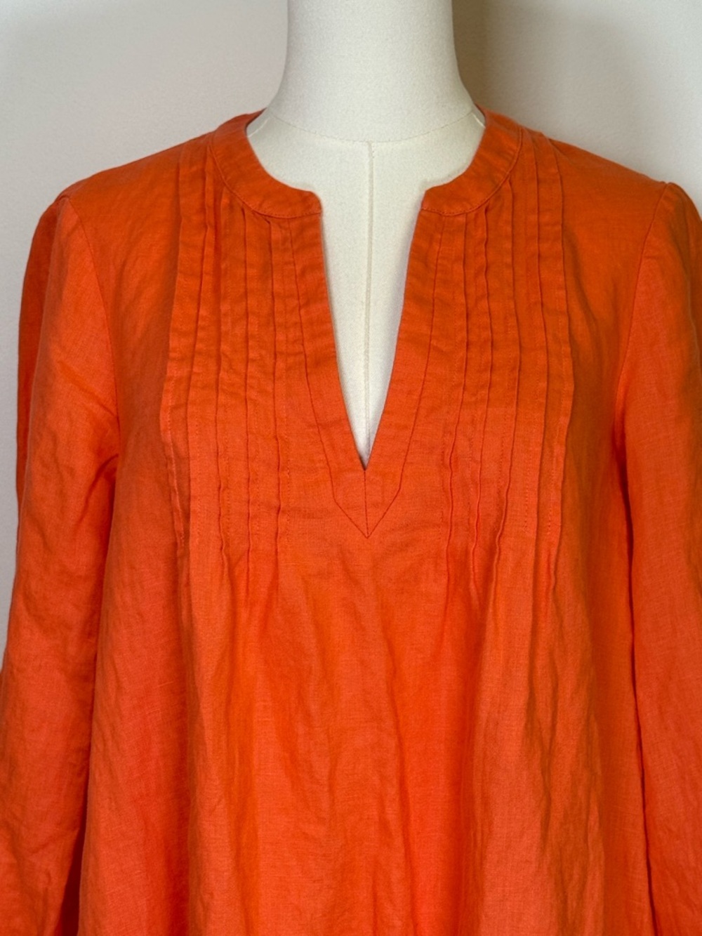 Boden Long-Sleeve Pintuck Tiered Linen Dress Ruffle Hem Pockets Women’s Size 4L - Picture 4 of 11
